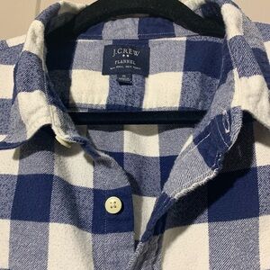 J. Crew Navy and White Plaid Flannel Shirt
